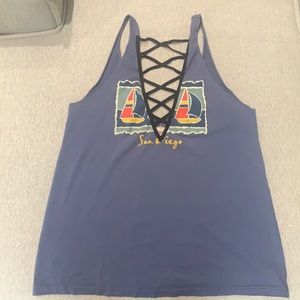 Vintage lace up tank